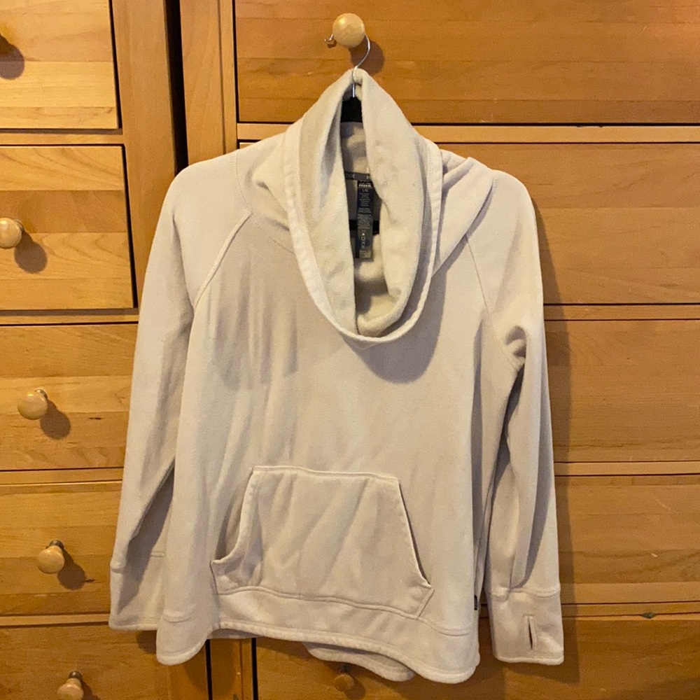 Cozy cowl neck long sleeve kangaroo pocket top
